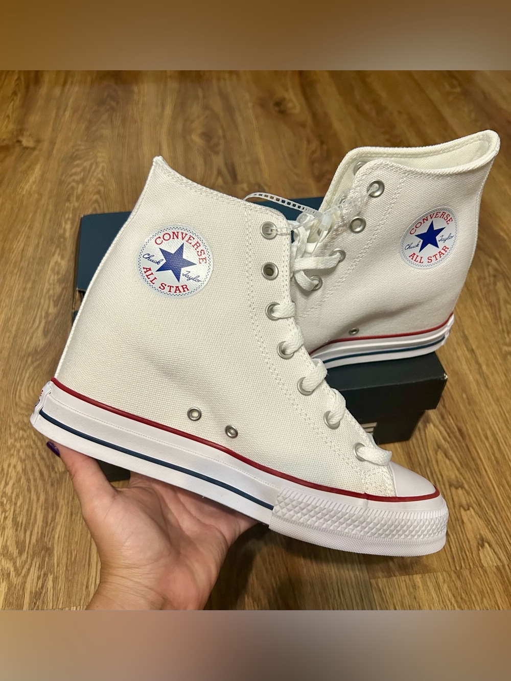 CONVERSE Chuck Taylor all star wedge platform white shoes sneakers sz 9 new